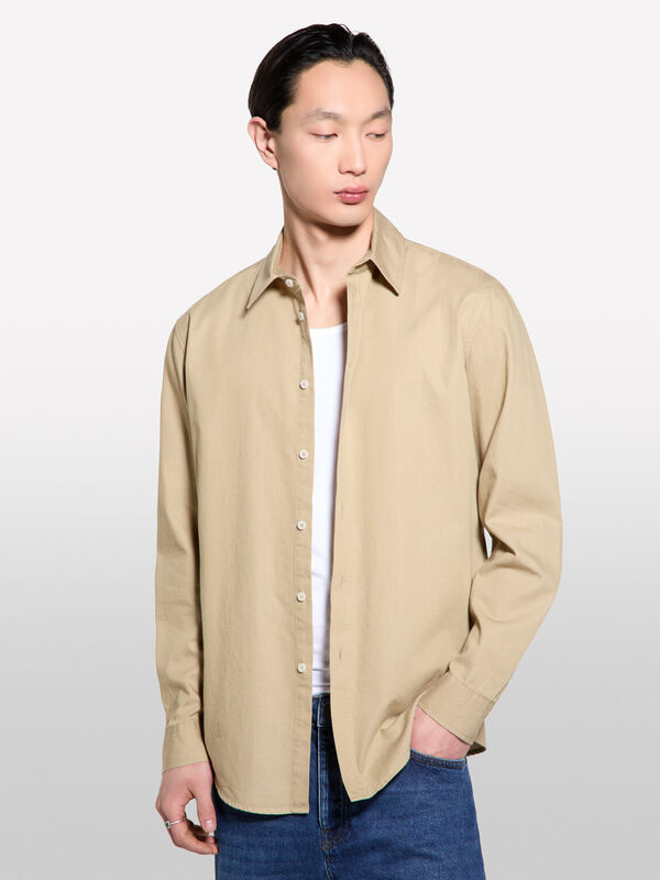 Camisa bege regular fit - camisas regular para homem | Sisley