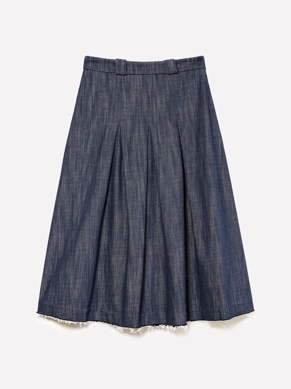 Saia rodada em denim blu - saias midi, longuette mulher | Sisley