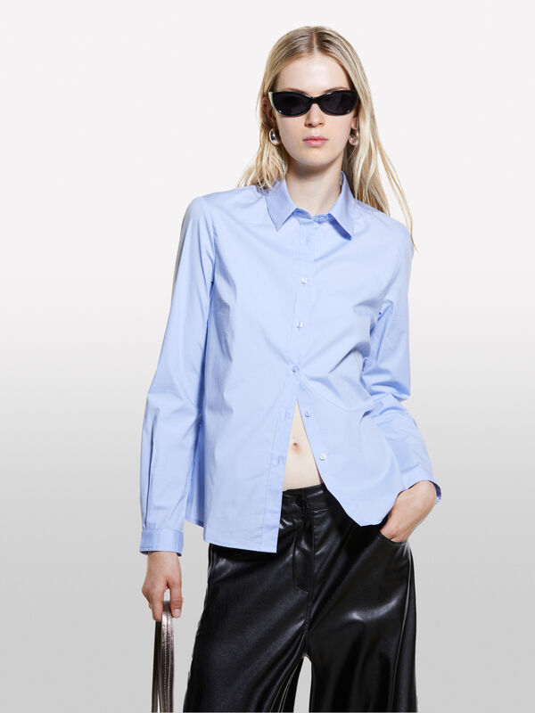 Camisa azul-claro slim fit - camisas para mulher | Sisley