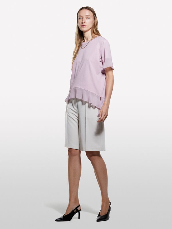 T-shirt rosa com folhos T-shirt rosa com folhos - t-shirt de manga curta para mulher | Sisley