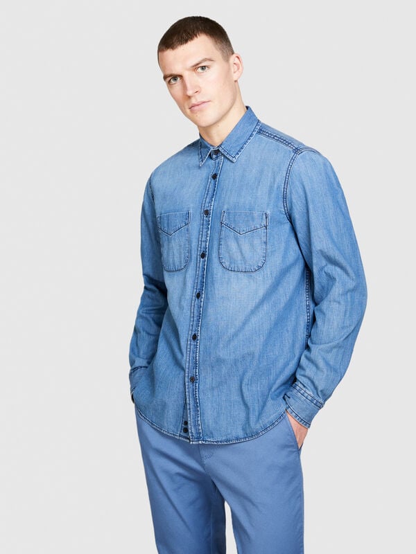 Camisa de jeans vintage - camisas regular para homem | Sisley