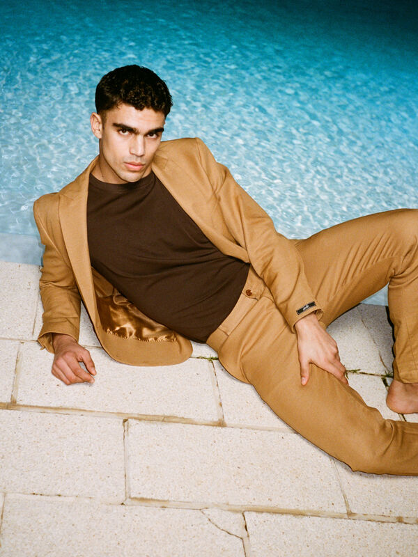 Blazer de abotoadura simples camel - blazers para homem | Sisley