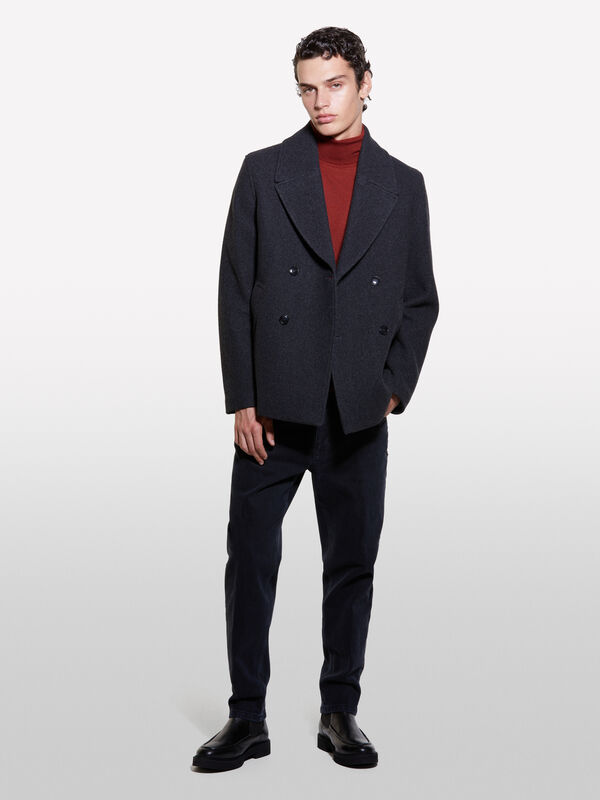 	 Peacoat curto cinza-escuro - blusões e casacos para homem | Sisley