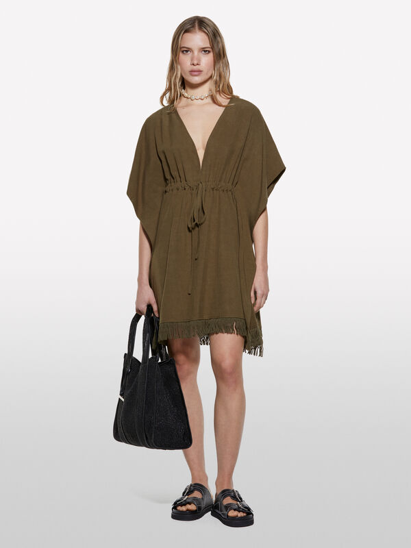 Kaftan curto verde militar - vestidos curtos para mulher | Sisley