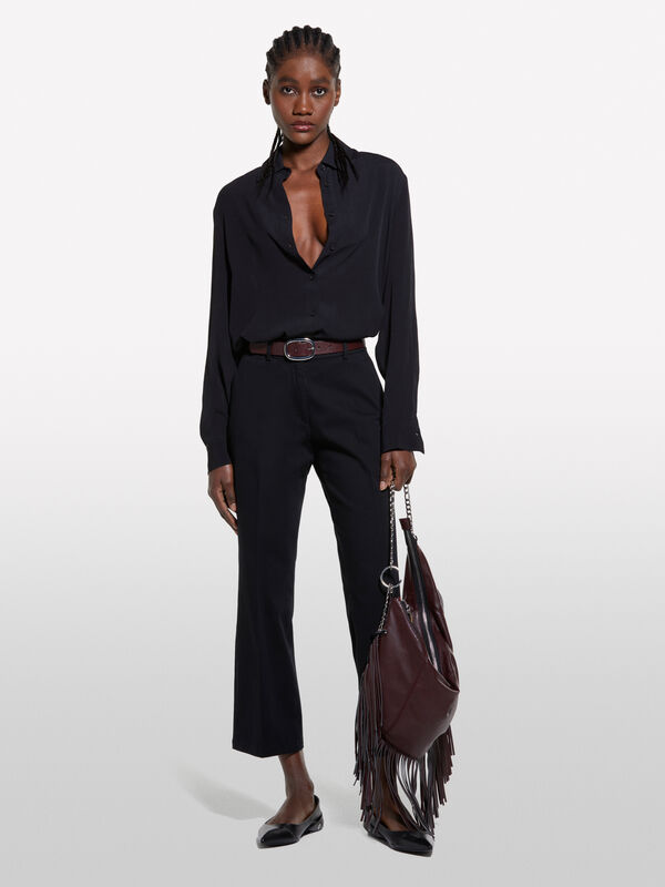 Calças flare fit preto - calças flare para mulher | Sisley