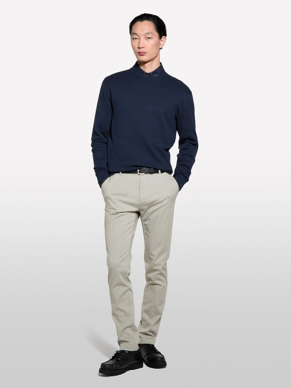 Camisola de gola redonda azul-escuro - camisolas gola redonda para homem | Sisley