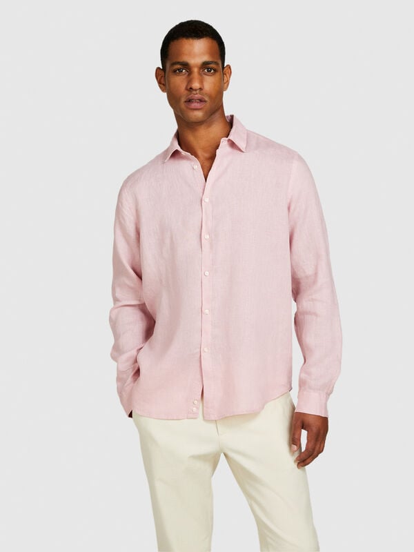 100% linen shirt - camisas regular para homem | Sisley