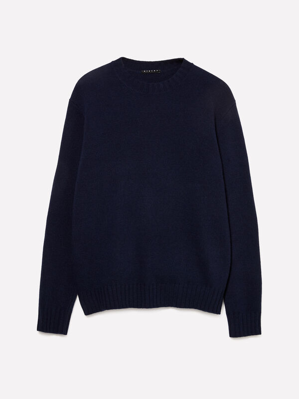 Crew neck sweater in wool blend - camisolas gola redonda para homem | Sisley