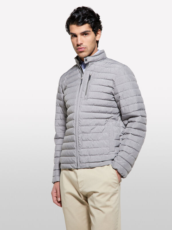 Casaco acolchoado biker cinza-claro - casacos de penas e casacos acolchoados para homem | Sisley