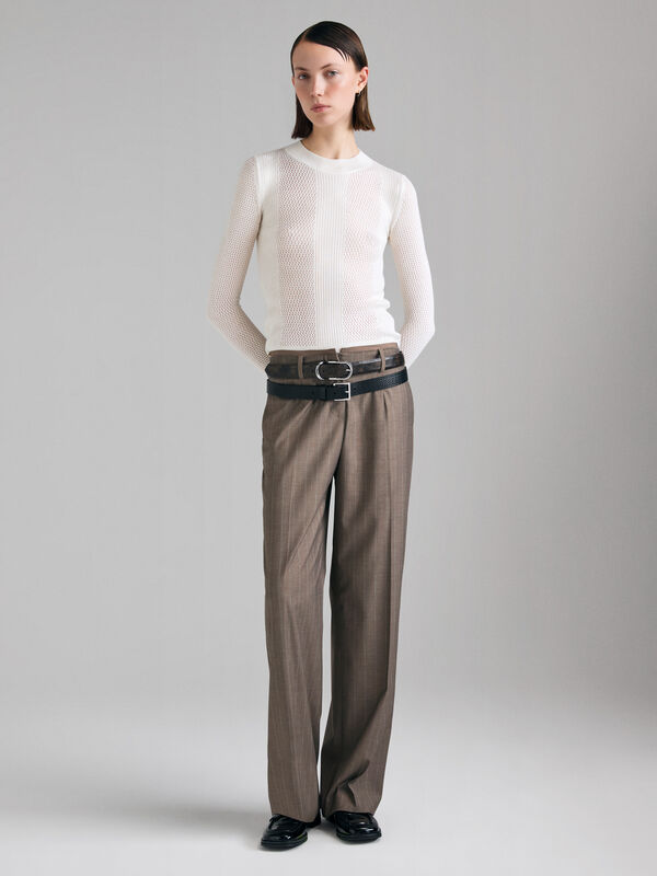 Camisola trabalhada - camisolas gola redonda para mulher | Sisley