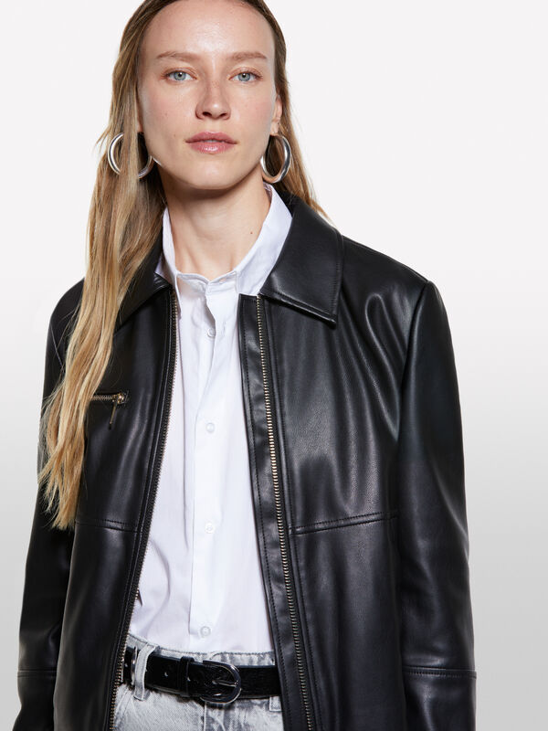 Casaco preto curto - blusões e casacos para mulher | Sisley