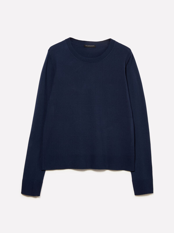 Camisola de gola redonda azul-marinho - camisolas gola redonda para mulher | Sisley
