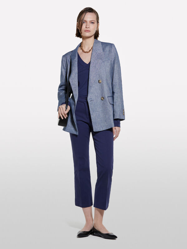 Calças flare fit azul-escuro - calças flare para mulher | Sisley