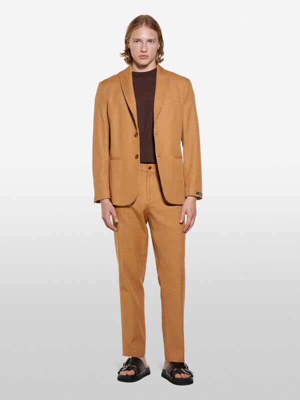 Blazer de abotoadura simples camel Blazer de abotoadura simples camel - blazers para homem | Sisley