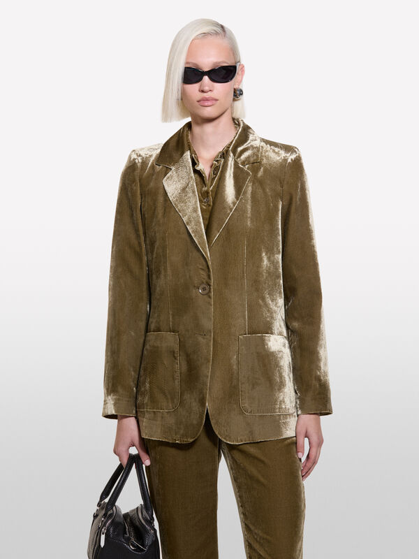 Blazer marrom de veludo - blazers para mulher | Sisley