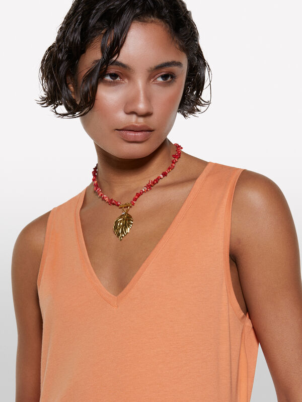 Top alaranjado com decote em V - tops para mulher | Sisley