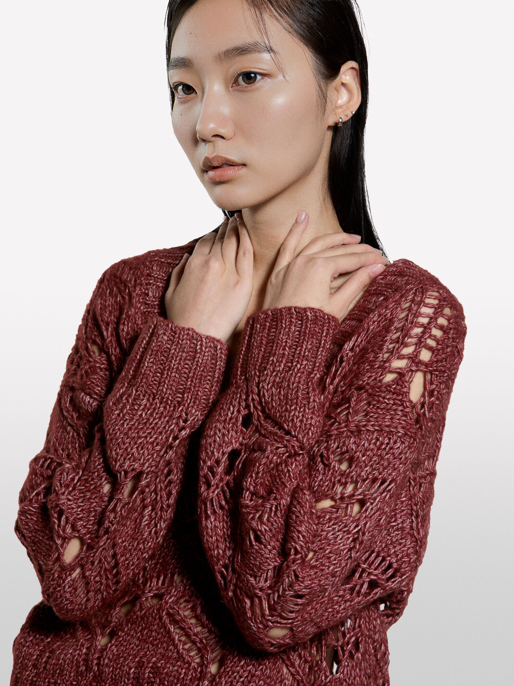 V NECK SWEATER L/S Mulher image number null