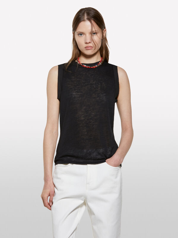 Top preto regular fit - tops para mulher | Sisley