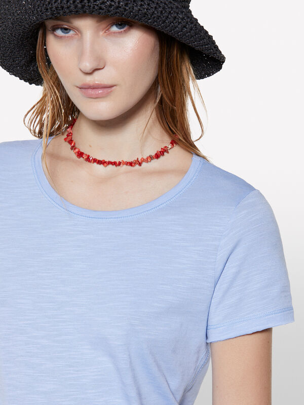 T-shirt azul-claro com decote redondo - t-shirt de manga curta para mulher | Sisley