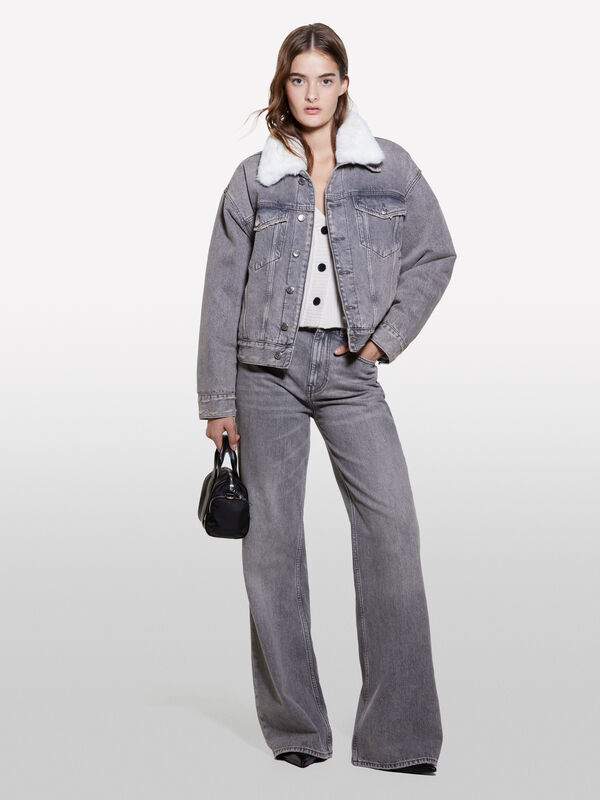 Jeans preto relaxed fit - jeans palazzo para mulher | Sisley
