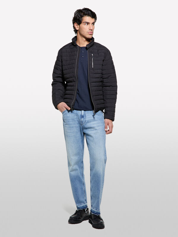 Casaco acolchoado biker preto - casacos de penas e casacos acolchoados para homem | Sisley