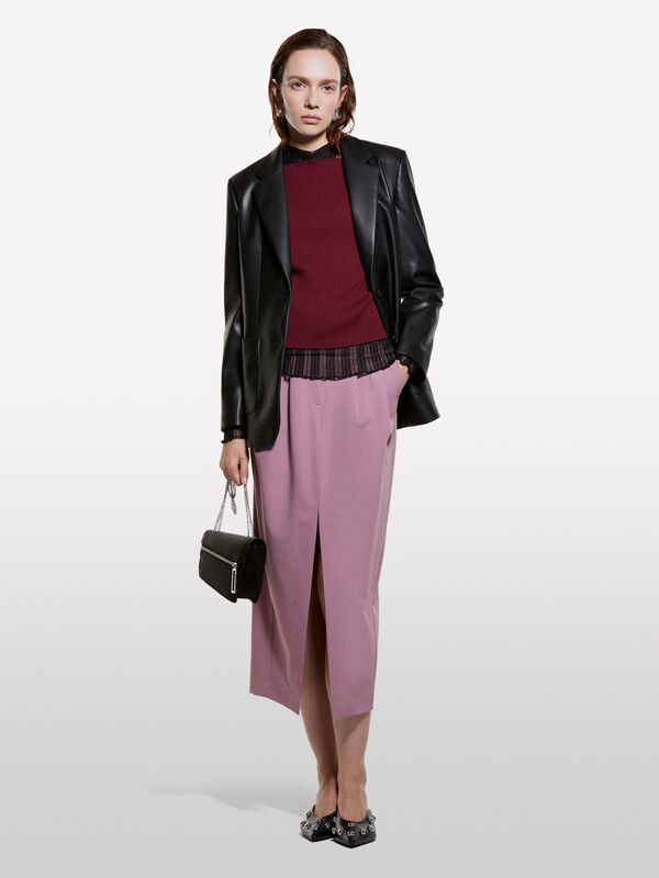 Saia midi malva com racha - saias midi, longuette mulher | Sisley
