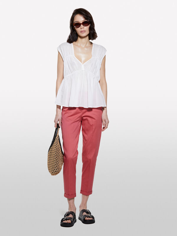 Top branco com franzido Top branco com franzido - tops para mulher | Sisley