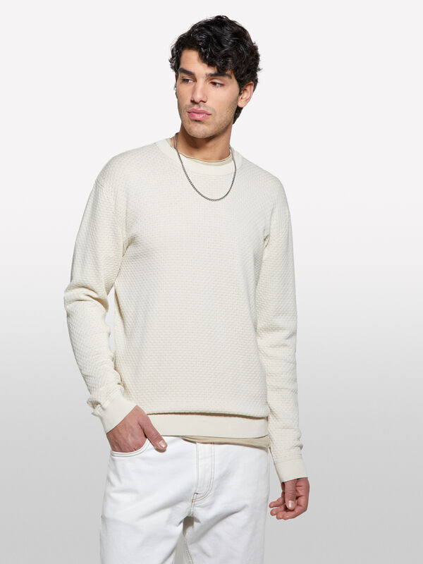 Camisola de gola redonda bege - camisolas gola redonda para homem | Sisley