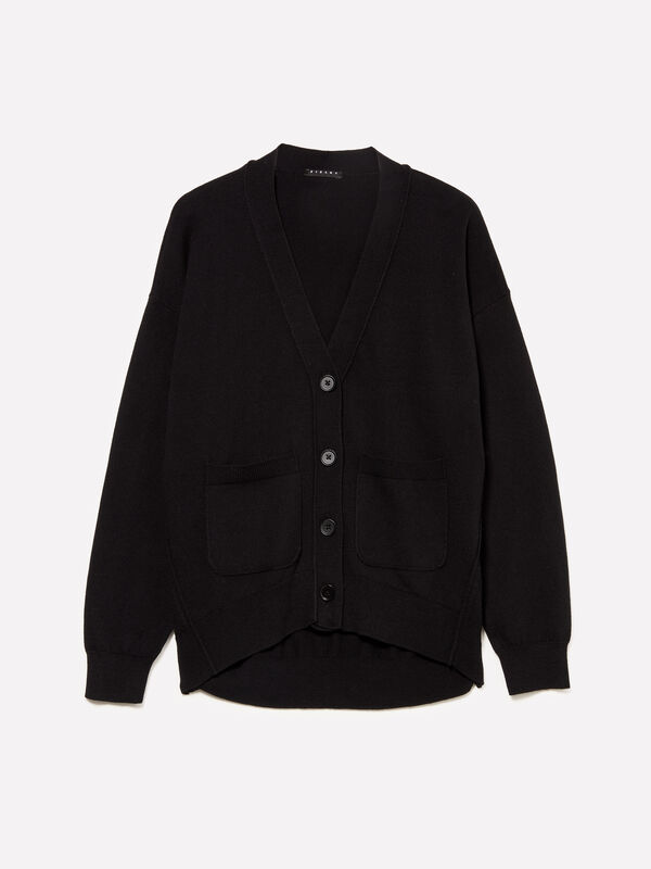 Cardigã preto over fit - cardigãs para mulher | Sisley