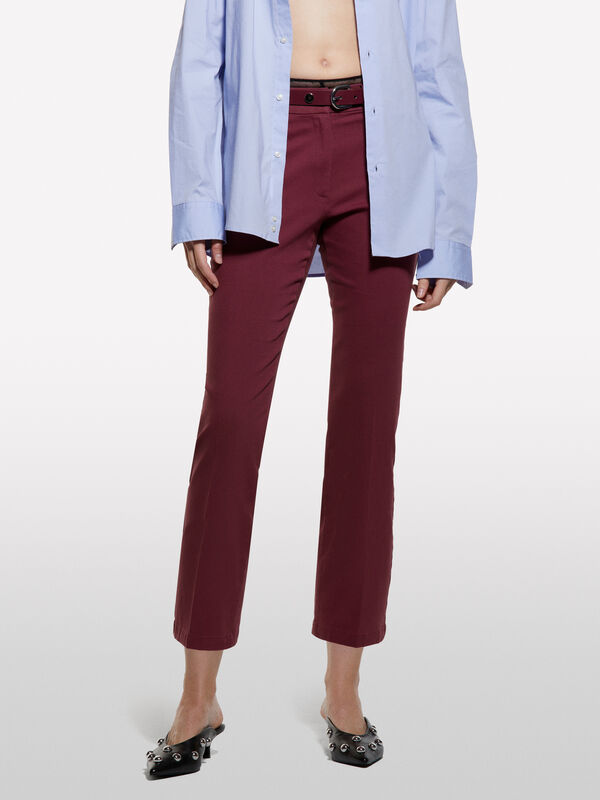 Calças flare fit bordô - calças flare para mulher | Sisley