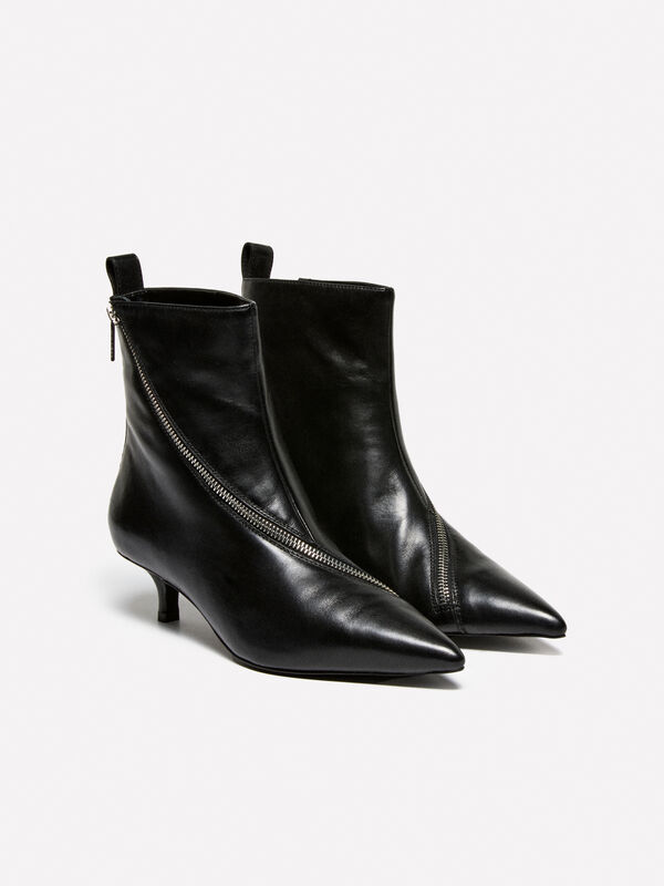 Botins em pele com fecho de correr - botas e botins para mulher | Sisley