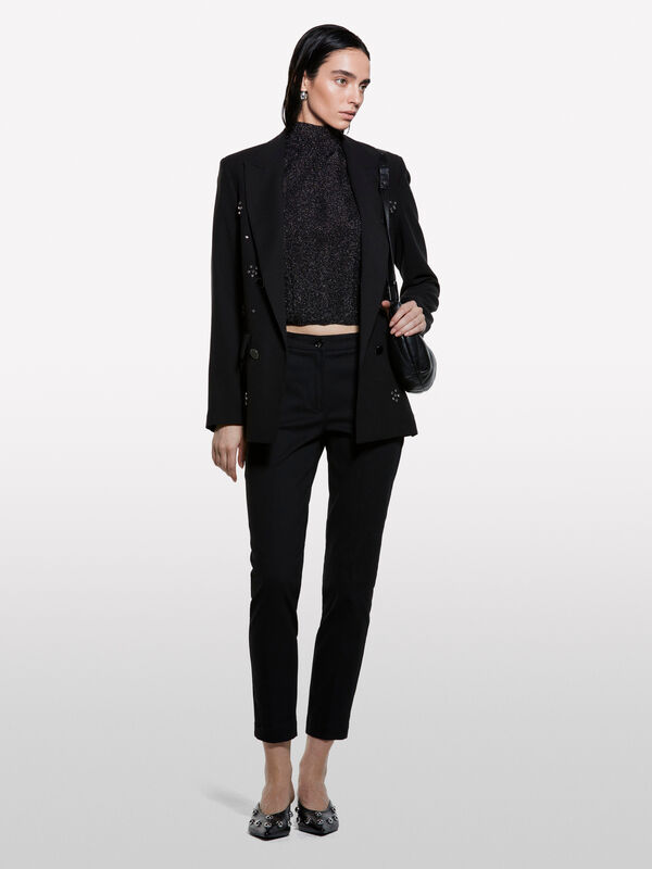 Chinos slim fit preto - calças slim-fit para mulher | Sisley