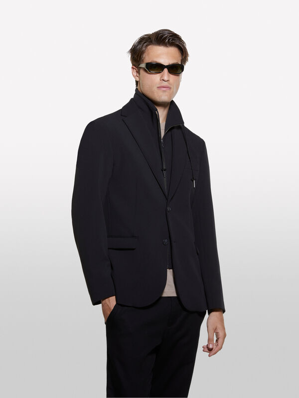 Blazer preto com peitilho interior - blazers para homem | Sisley