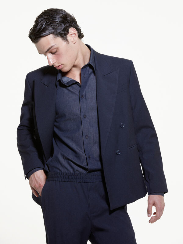 Blazer de abotoadura dupla azul-escuro - blazers para homem | Sisley