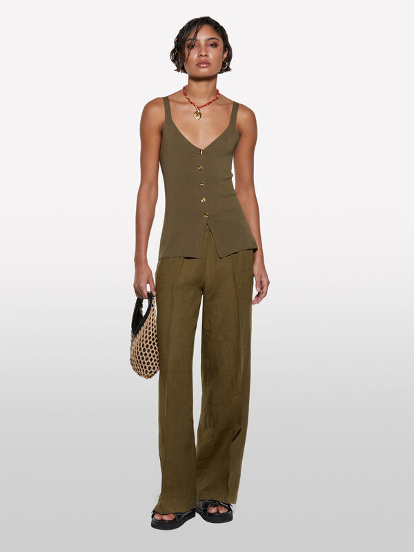 Top verde militar com botões Top verde militar com botões - tops para mulher | Sisley