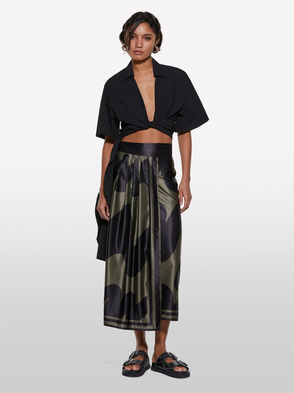 Camisa preta cruzada - camisas para mulher | Sisley