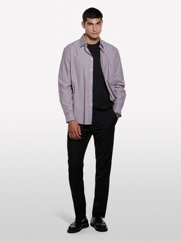 Calças de alfaiataria preta - calças slim para homem | Sisley