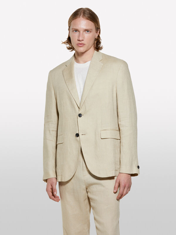 Blazer areia em 100% linho - blazers para homem | Sisley