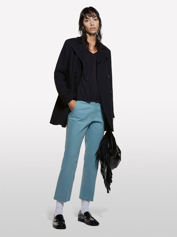 Calças flare fit azul empoeirado - calças flare para mulher | Sisley