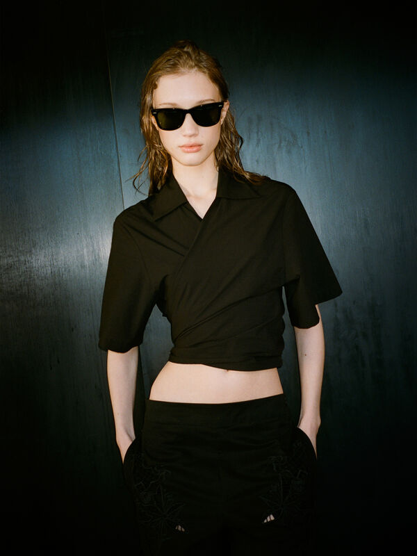 Camisa preta cruzada - camisas para mulher | Sisley