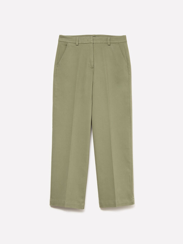 Calças verde escuro de cintura subida Calças verde escuro de cintura subida - calças regular para mulher | Sisley