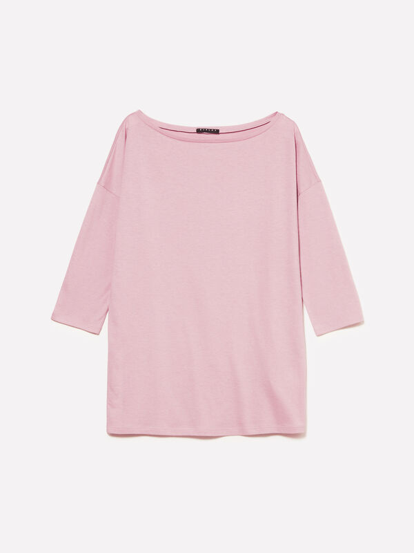 T-shirt malva com decote à barco T-shirt malva com decote à barco - t-shirt de manga comprida para mulher | Sisley