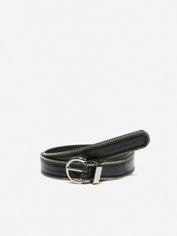 Cinto preto com fecho de correr - cintos para mulher | Sisley