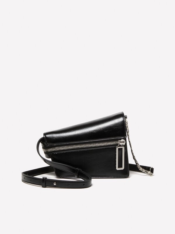 Bolsa assimétrica pequena preta - bolsas tiracolo e de ombro para mulher | Sisley