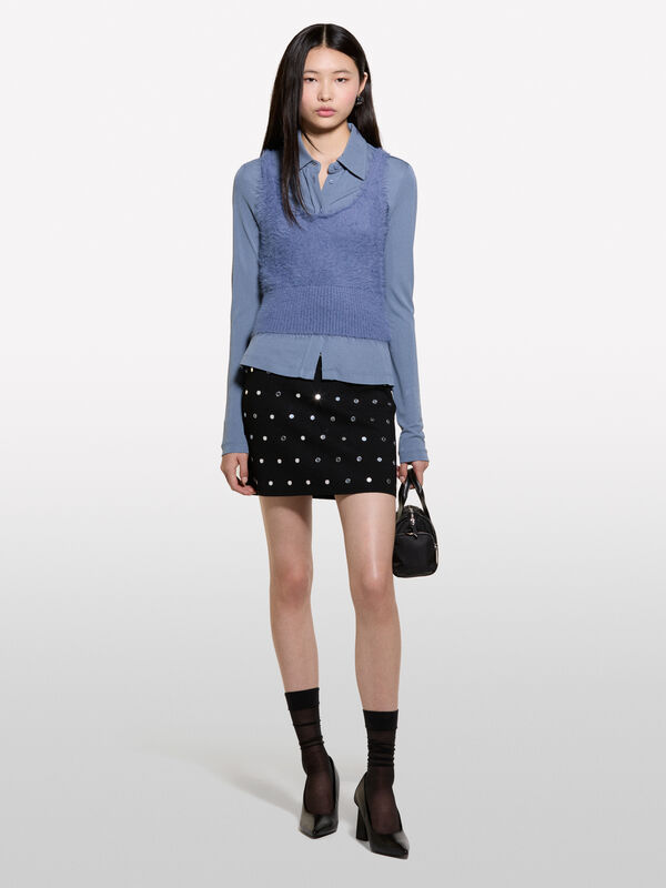 Top cinzento efeito pelo - tops para mulher | Sisley