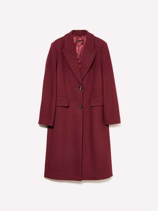 Sobretudo de abotoadura simples vermelho tijolo - sobretudos para mulher | Sisley