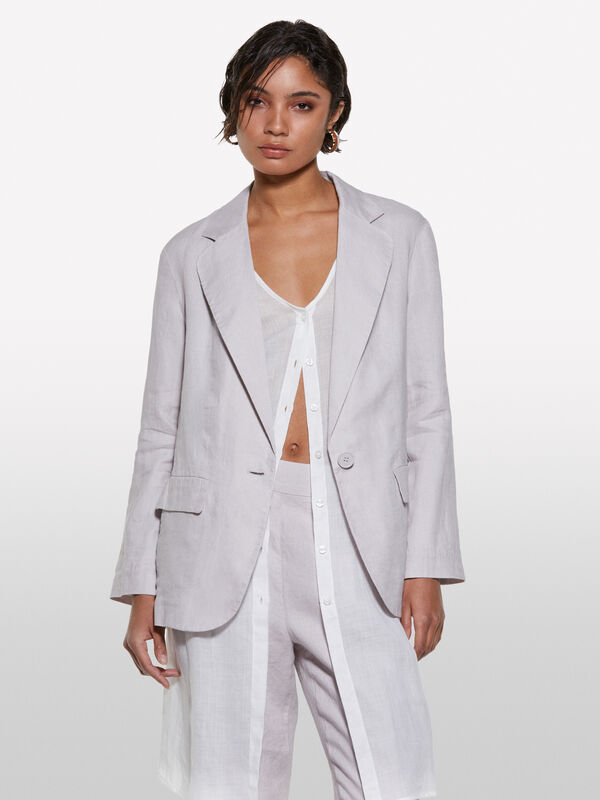 Blazer cinzento em 100% linho - blazers para mulher | Sisley