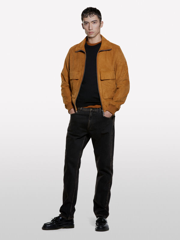 Camisola preta em mistura de lã - camisolas gola redonda para homem | Sisley