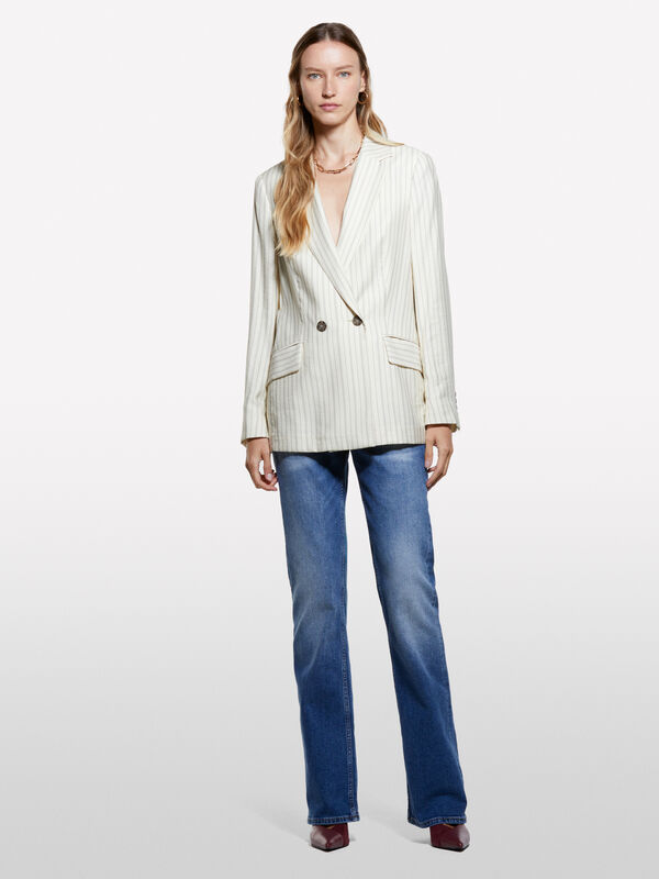 Blazer branco nata às riscas - blazers para mulher | Sisley