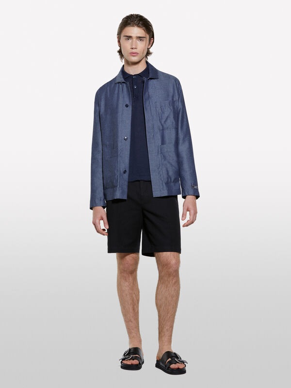 Bermudas regular fit pretas - calças calções para homem | Sisley